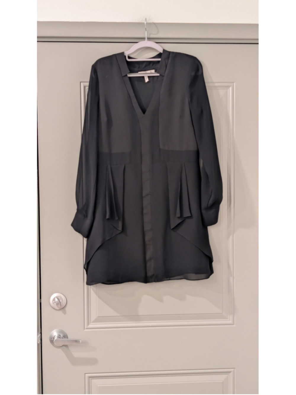 Women's BCBG GENERATION Black Long Sleeve Pleated Detail Dress Size S
